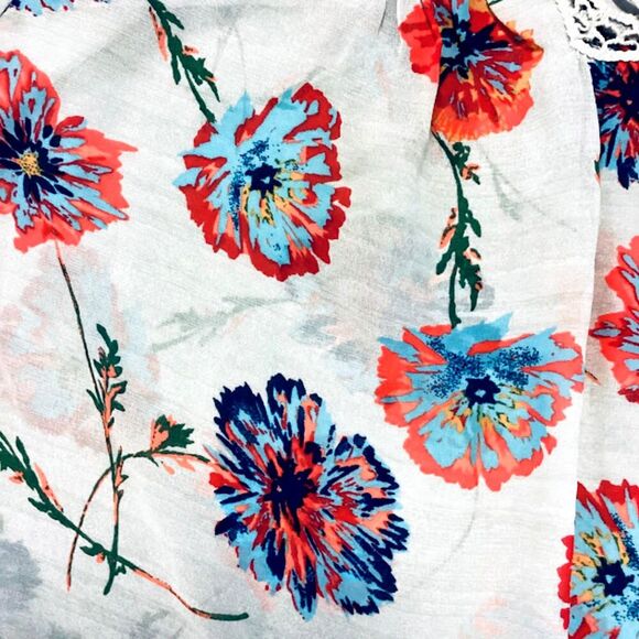 Chelsea & Theodore Woman Floral Boho Tunic top Off-White Floral S2X - Picture 4 of 9